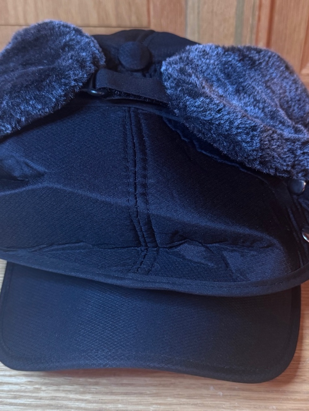 Supplex Black Warm Winter Fuzzy Hat One Size Fits Most With Ear Flaps Comfort